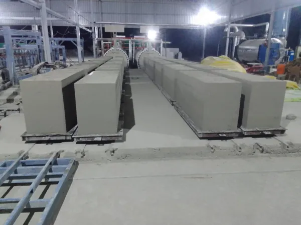 AAC moulds arranged in the production area