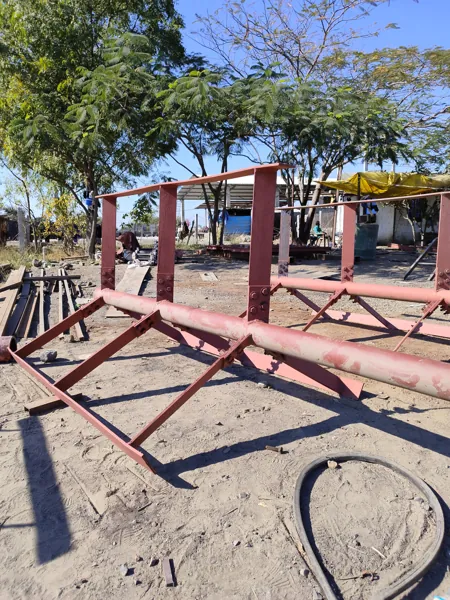 Structural steel frame in the fabrication yard